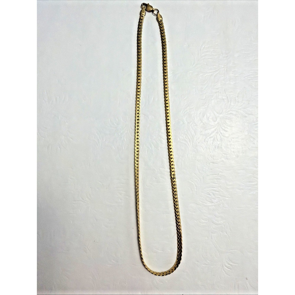 Vintage Gold Tone Curb Chain Necklace 22" Thick Link Unisex Hip Hop Cuban Link